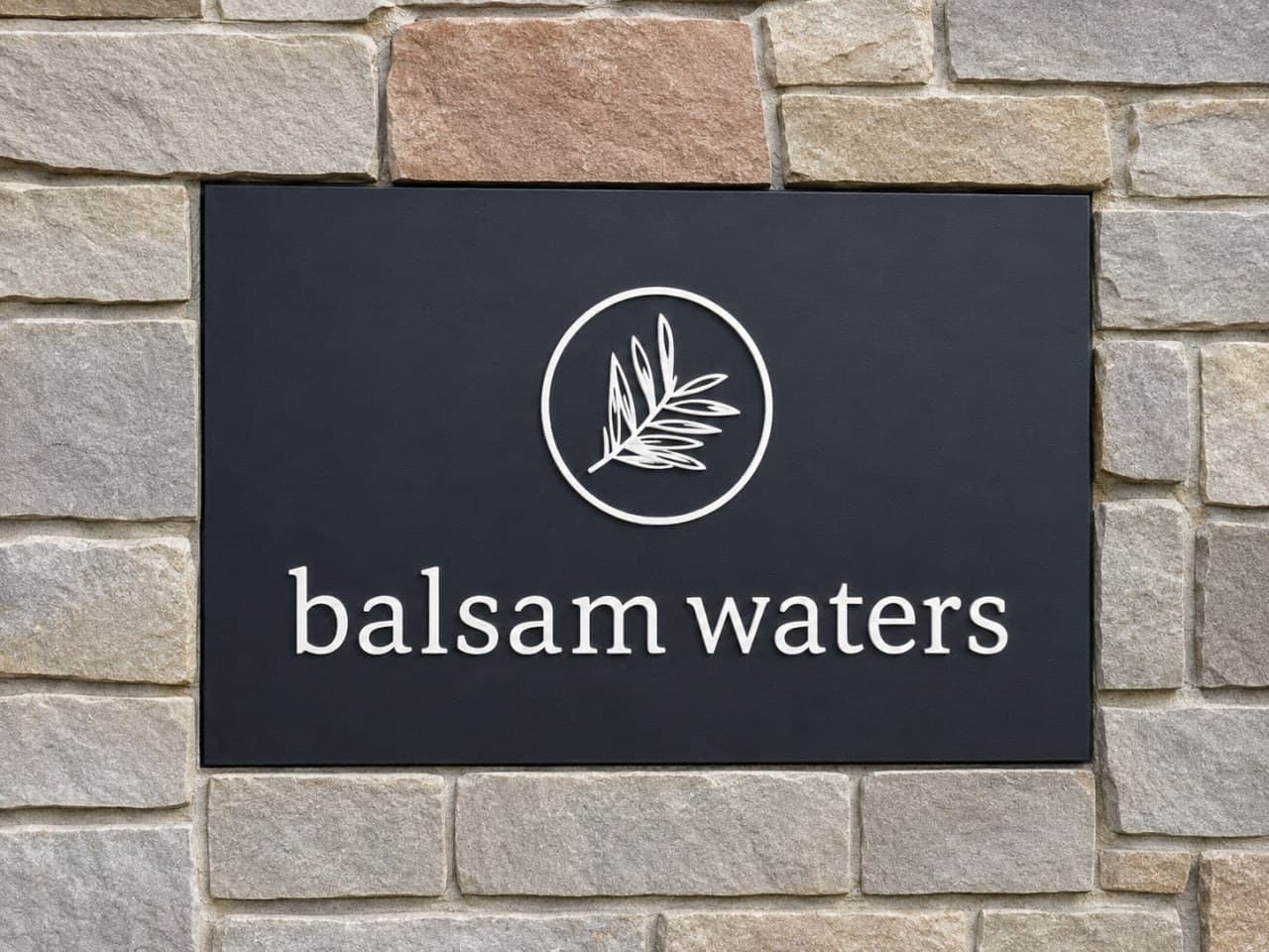 Community entrance sign for Balsam Waters