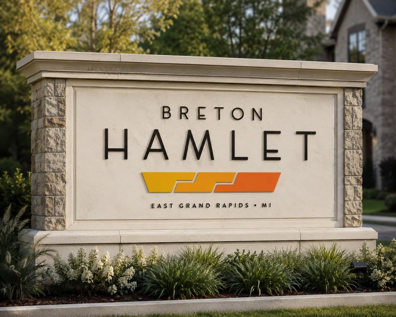 Community entrance sign for Breton Hamlet