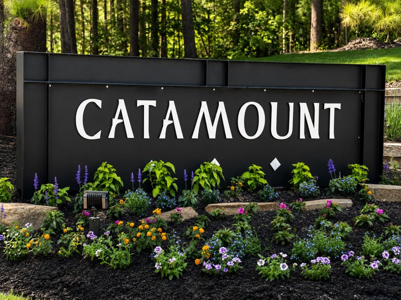 Community entrance sign for Catamount