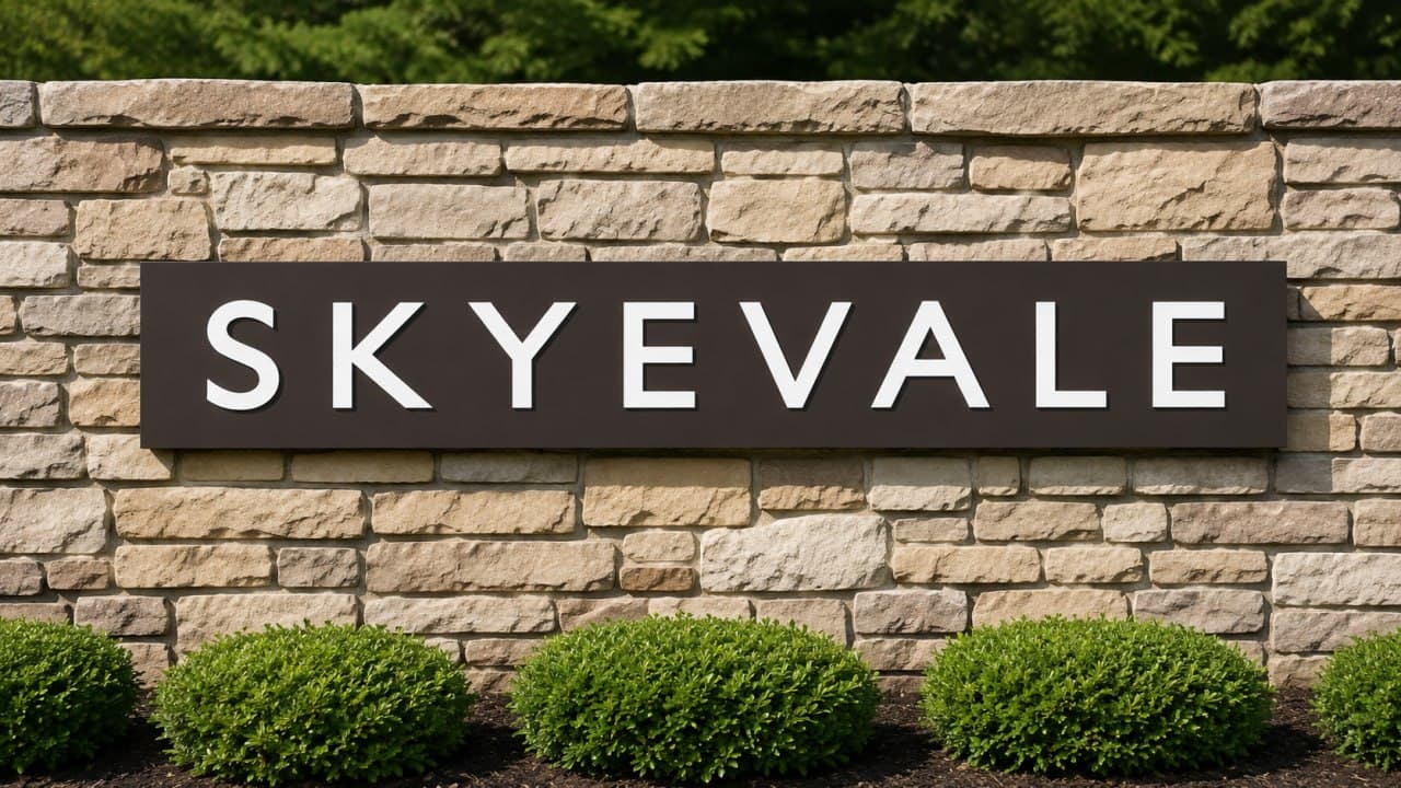 Community entrance sign for Skyevale