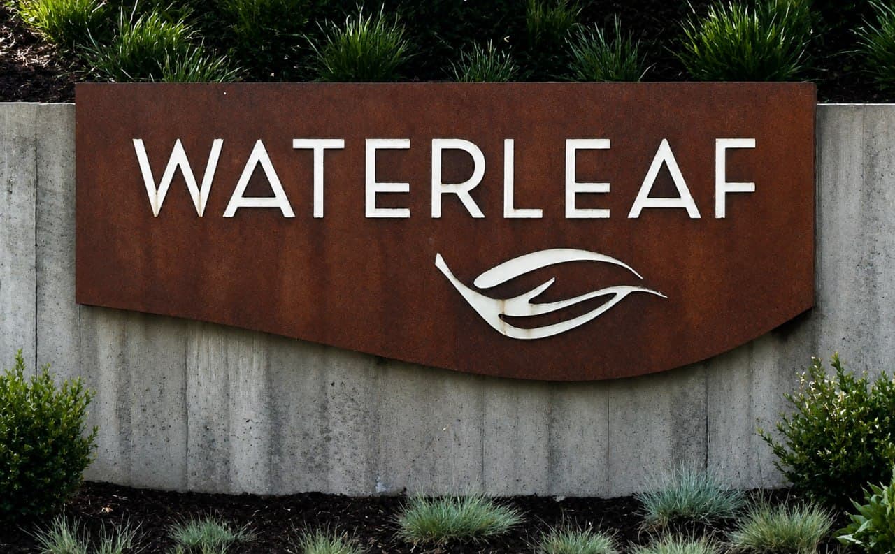 Community entrance sign for Waterleaf