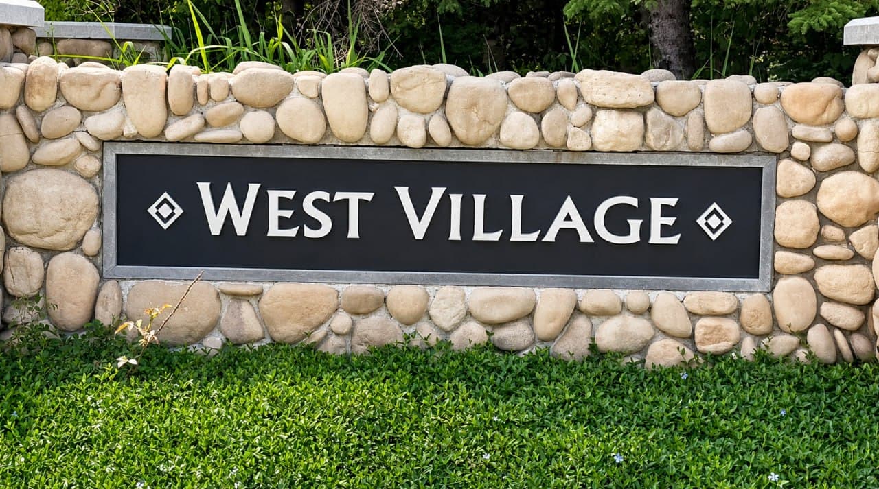 Community entrance sign for West Village