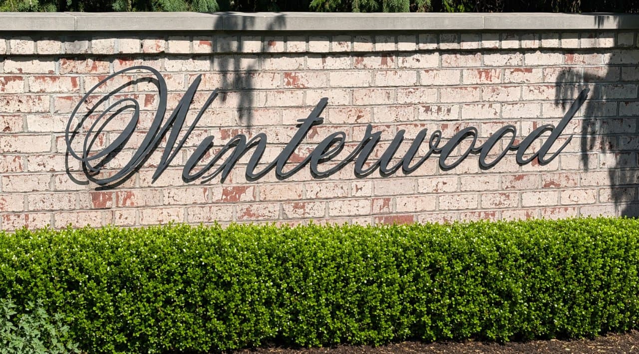 Community entrance sign for Winterwood